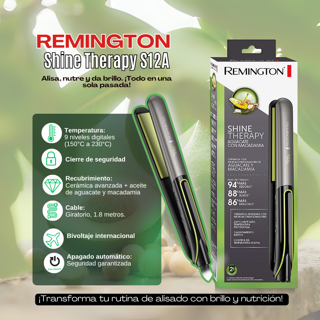 Plancha Shine Therapy Remington S12A – Aguacate y Macadamia