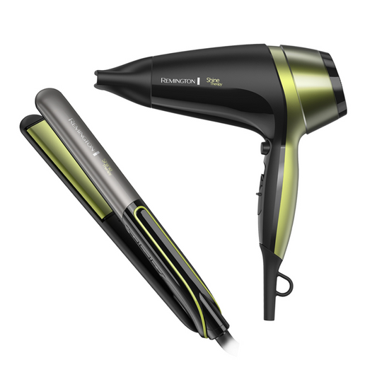 Combo Remington Shine Therapy – Plancha y Secadora con Aguacate y Macadamia