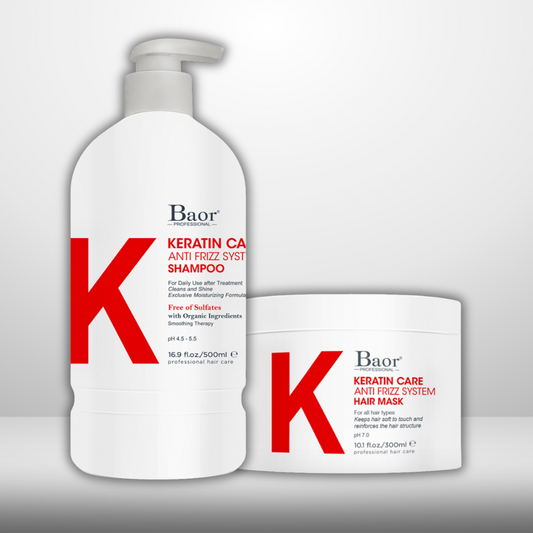 DÚO HIDRATACIÓN LISO PROLONGADO BAOR K-KERATIN CARE (Shampoo + Mascarilla)